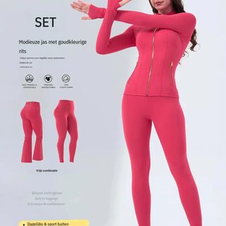 UnciaActive Gold-Zip Activewear Set